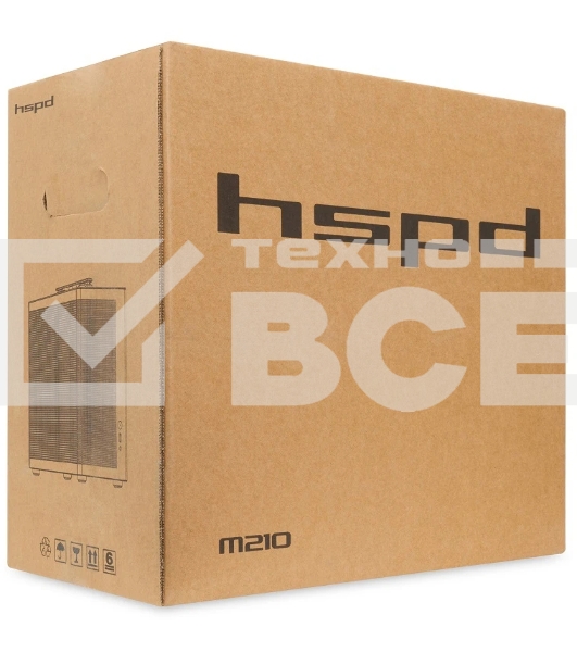 Компьютерный корпус без блока питания HSPD M210, Mesh Mid Tower, черный, 0.7 SPCC, 1x90мм mATX, mITX 140/280/150мм 1x2.5