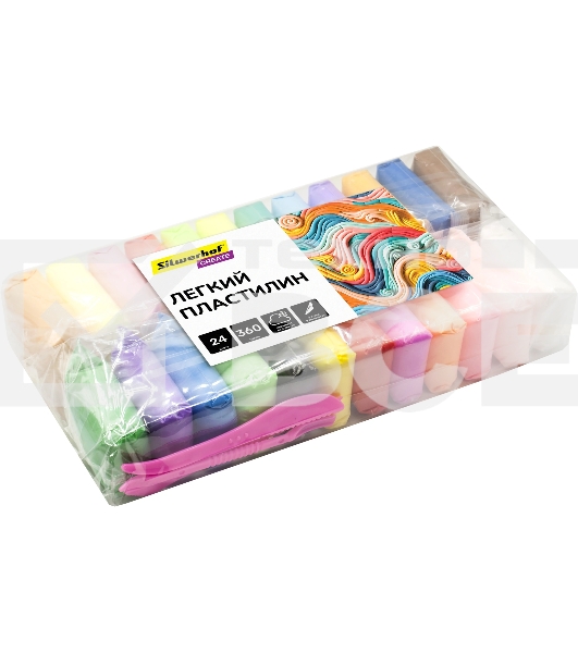 Пластилин легкий Silwerhof Create LC24OP-360st 24цв. 15гр. стек 3шт пакет