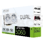Видеокарта Asus GeForce RTX 5060 DUAL OC White, Nvidia RTX 5060, 8GB GDDR7, 128 bit, PCI-E 5.0, DPx3, HDMIx1, 2535 MHz, фото4