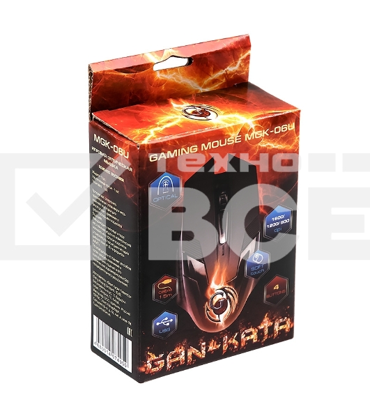 Мышь проводная Dialog Gan-Kata MGK-06U черный, 1600 dpi, USB, кнопки - 4