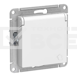 Механизм розетки 1-м СП AtlasDesign 16А IP20 с заземл. защ. шторки с крышкой белый