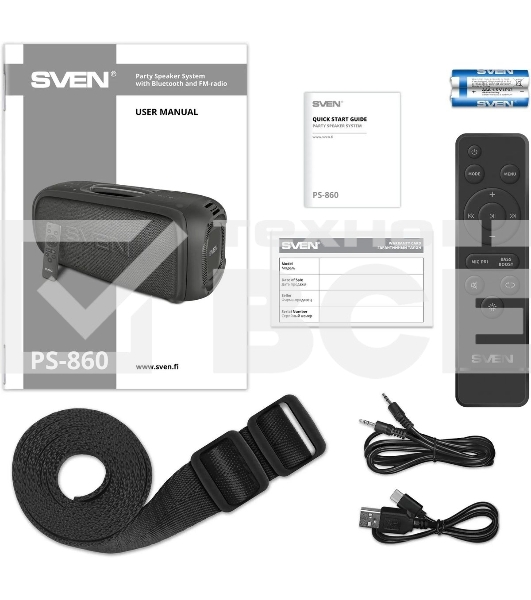 Портативная колонка Sven PS-860 черный 100W 1.0 BT/3.5Jack 5400mAh (SV-022518)