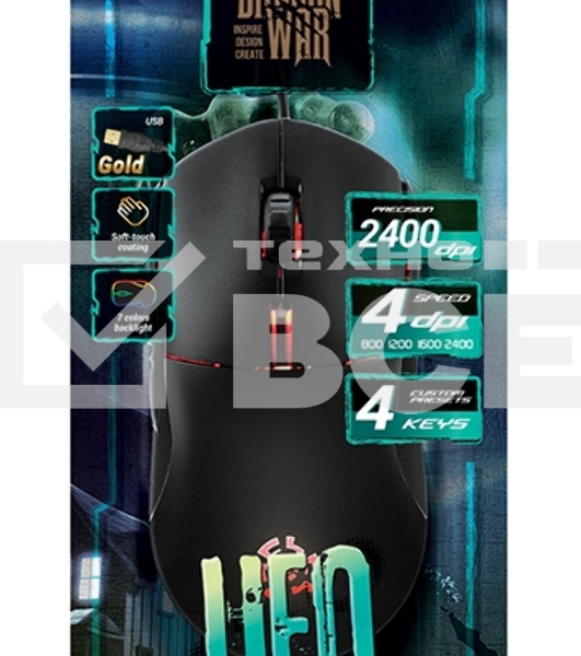 Мышь проводная Qumo UFO M77 черный, 2400 dpi, USB, кнопки - 6