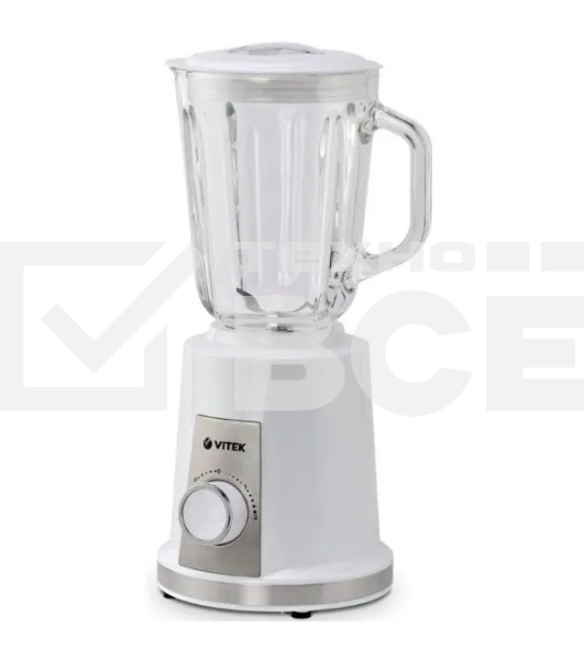 Блендер Vitek VT-8516 (MC) белый/серебро 1. Максимальная мощность 1000 Вт 2. Стеклянный кувшин объемом 1,5 л 3. 2 скоростных режима + режим PULSE