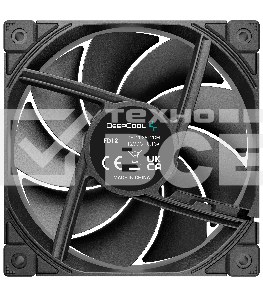 Вентилятор для корпуса DEEPCOOL FD12 черный, 120 мм, 2050 об/мин, 27.6 дБ, 4 pin