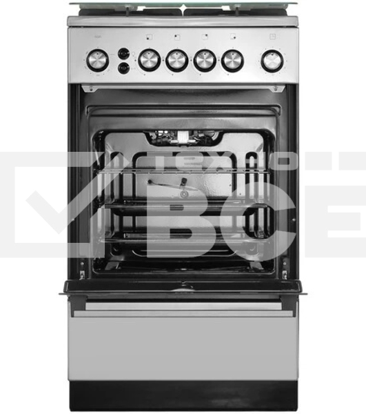 Плита газовая De Luxe 5040.40Г (кр) ЧР-010 серебристый, конфорок 4 шт, духовка 46 л, 50 см x 85 см x 50 см