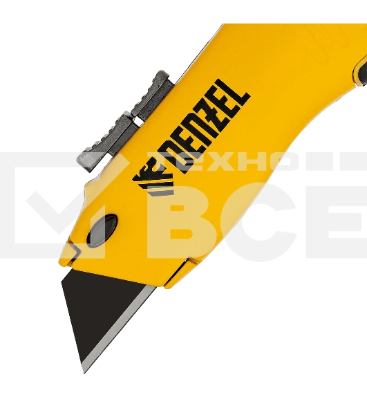 Нож строительный Denzel 19 мм, сменное трапециевидное лезвие, SK4, алюминиевый корпус, торцевой зажим