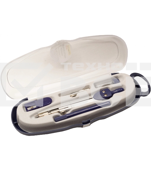 Готовальня Silwerhof Daily, корпус синий, металл, 12 см, в комплекте: 5 предметов