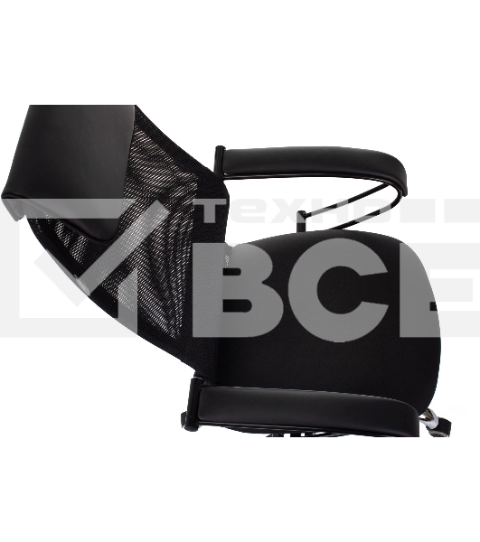 Кресло руководителя Бюрократ CH-607BS черный, сетка/ткань, крестов. металл хром