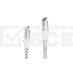 Кабель OLMIO MASTER, Type-C - Type-C, 60W 3A, 1.2м, тканевая оплетка, белый, фото6