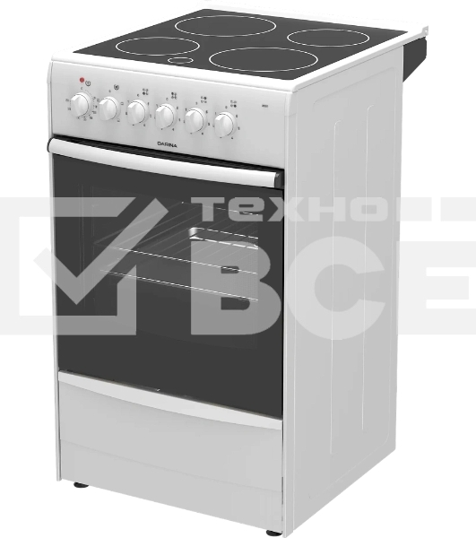 Плита электрическая Darina B 3607 W белый/черный, конфорок 4 шт, духовка 50 л, 50 см x 85 см x 56 см