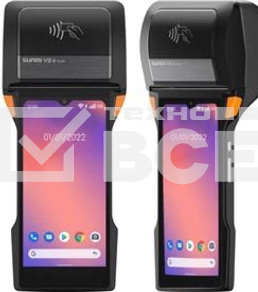 Терминал POS SUNMI V2s PLUS EN MT8768, 6.22HD+, 3G+32G, NFC, 2M+13M Camera, Scanner, EU 4G, 80 Label Printer, 5V2A EU Adapter