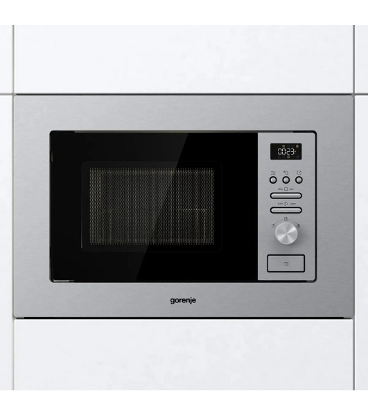 Микроволновая печь встраиваемая Gorenje BMI201AG1X нержавеющая сталь, 20 л, 800 Вт, переключатели - поворотный механизм/кнопки