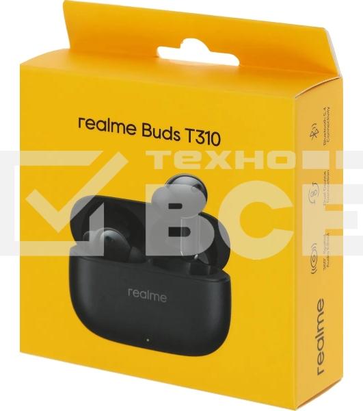 Гарнитура внутриканальные Realme Buds T310 черный беспроводные bluetooth в ушной раковине