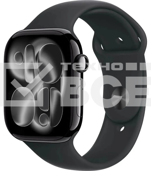 Умные часы Apple Watch Series 11 A3333 46мм OLED корп.черный Sport Band рем.черный разм.брасл.:M/L (MEUX4LW/A)
