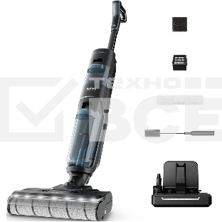 Пылесос вертикальный моющий Tefal X-Clean 5 GF5555F0 серый/черный, от аккумулятора, 200 Вт, уборка влажная, пылесборник 0.44 л