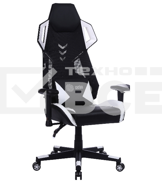 Кресло игровое Cactus CS-CHR-090BLW черный/белый, сиденье черный/белый, эко.кожа, крестовина пластик, пластик черный/белый