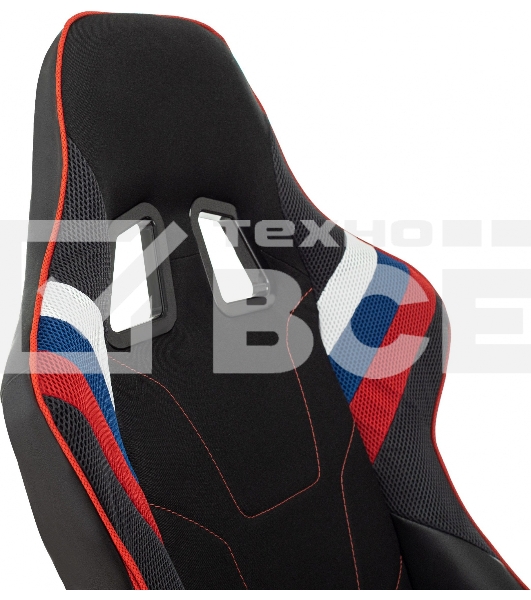 Кресло игровое Бюрократ VIKING 4 AERO RUS белый/синий/красный/черный, искусст. кожа/ткань, две подушки