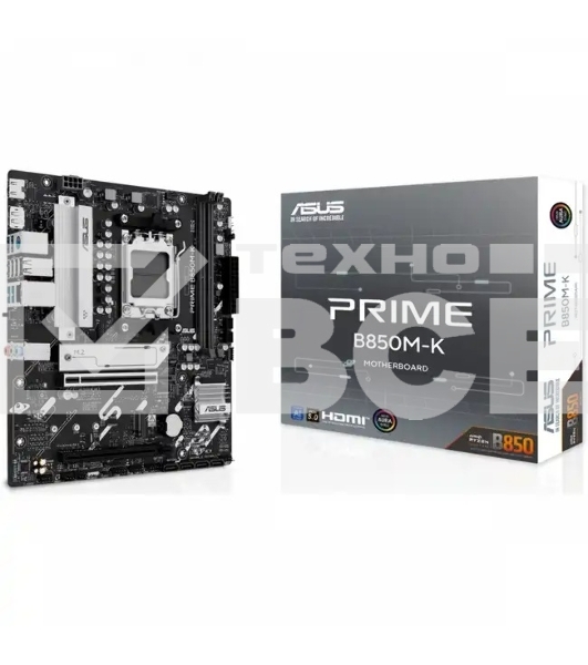 Материнская плата ASUS PRIME B850M-K, AM5, AMD B850, 2xDDR5, 4xSATA, 2xM.2, 1xPCIe 5.0 x16, 1xPCIe 4.0 x8, 1xDP, 1xHDMI, 1x2.5Gb LAN, 2xUSB-A 10Gbps, 2xUSB-A 5Gbps, 4xUSB-A 2.0, 1xPS/2, 3x3.5 мм, 7.1, mATX