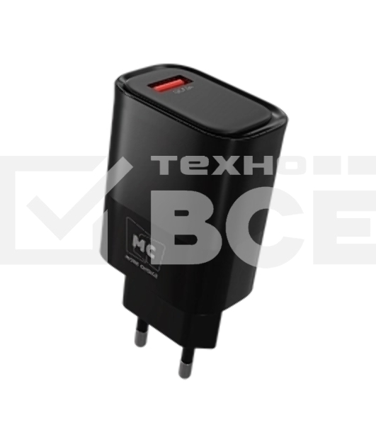 Сетевое зарядное устройство MORE CHOICE (4620202553393) NC09a 1USB 3.0A QC3.0 15W б, черный