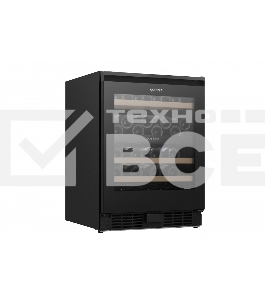 Встраиваемы е винный шкаф Gorenje WCU68F6BG4WF, объем 138 л, вместительность 46 бутылок, 4 полки, цифровой дисплей, Wi-Fi, LED освещение, защита от УФ-излучения, энергоэффективность А+, черный