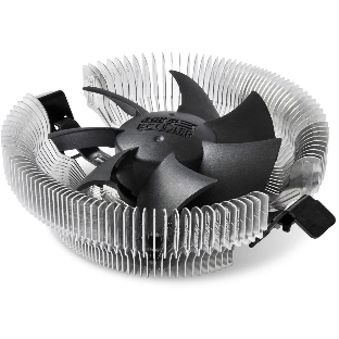 Кулер для процессора PCCooler E80 (65W, 3-pin, 42mm, Al/Cu, -mm, 1x80мм, 29.61CFM, 22dBA, 2000RPM, S: 1851/1700/1200/115X, AM5/AM4, silver, black)