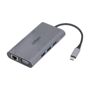 USB-концентратор Dahua TC39, USB Type-C, USB 3.0 + HDMI + RJ45 + VGA + SD/TF +PD Docking Station, USB
