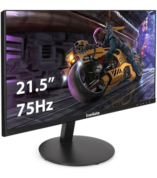 Монитор 21.5' ExeGate EX295590RUS IPS 1920x1080, 75 Гц, 5 мс, 16:9, 250 кд/м2, 1xHDMI, 1xVGA, 1xDP, 1x3.5 мм, черный