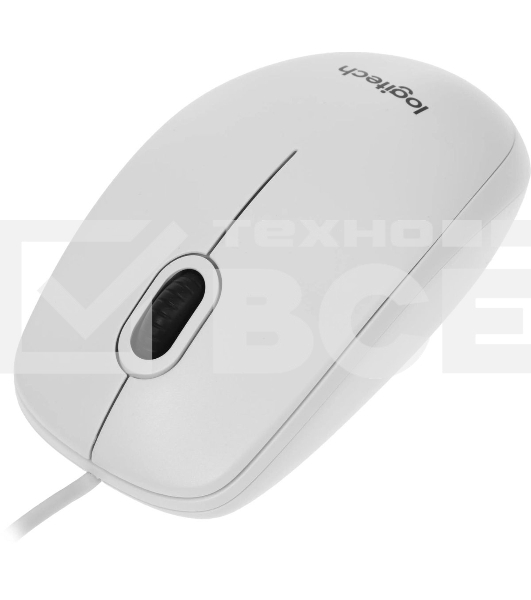 Мышь проводная Logitech B100 белый, 1000 dpi, USB, кнопки - 3