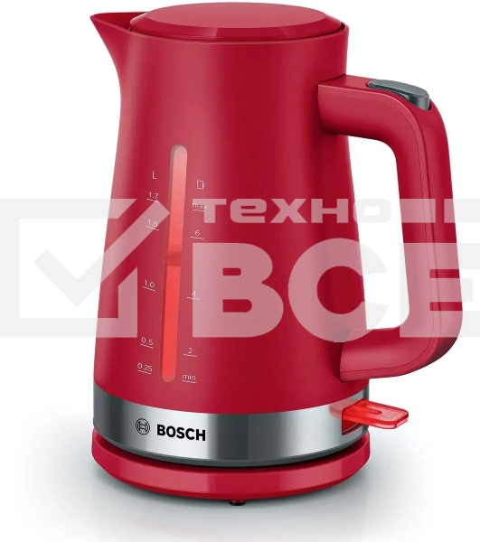 Чайник электрический Bosch TWK4M224 1.7л. красный корпус: пластик