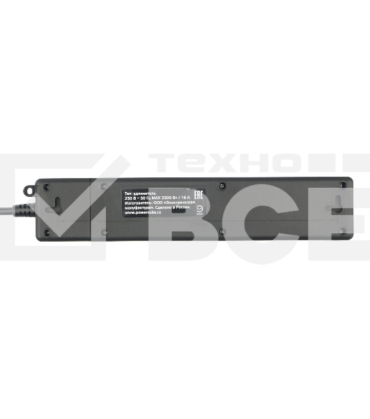Бытовой удлинитель PowerCube, 3р с/з вык.,3USB, 3500 Вт, 16А, 1.9 м, 3*1,0 (черный) PC-6B-2M