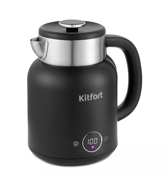 Чайник электрический Kitfort КТ-6196-1 1.5л. 2200Вт черный/серебристый (корпус: нержавеющая сталь)