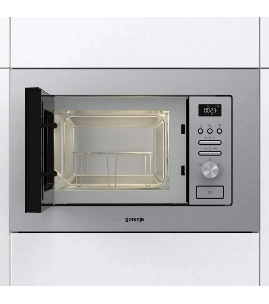 Микроволновая печь встраиваемая Gorenje BMI201AG1X нержавеющая сталь, 20 л, 800 Вт, переключатели - поворотный механизм/кнопки