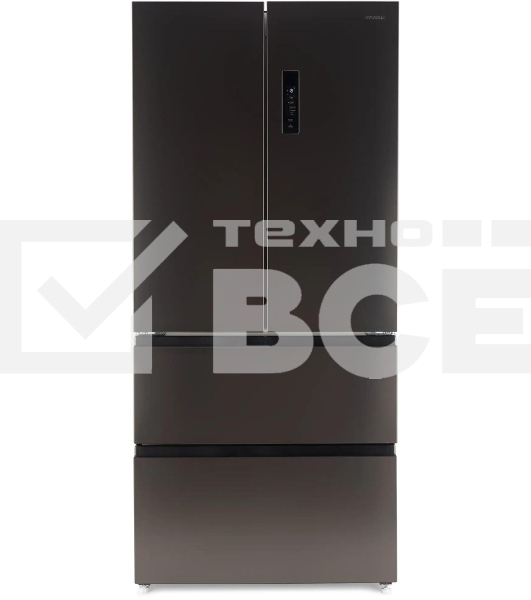 Холодильник Hyundai CM55043F черная сталь трехкамерный 354/186л морозилка снизу, No Frost, Side by Side
