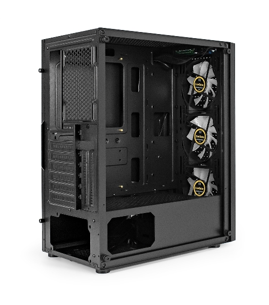 Компьютерный корпус Miditower ExeGate EVO-8227-EVO800 (ATX, БП EVO800RGb с вент. 12 см, 2*USB+1*USB 3.0+HD Audio, черный, 3 вент. RGb, закаленное стекло)