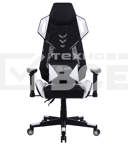 Кресло игровое Cactus CS-CHR-090BLW черный/белый, сиденье черный/белый, эко.кожа, крестовина пластик, пластик черный/белый
