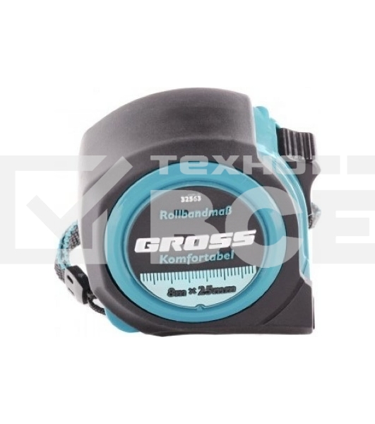 Рулетка Gross Komfortabel, 8 м х 25 мм, обрезиненный корпус