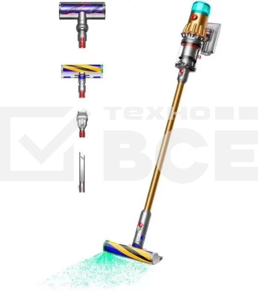 Пылесос вертикальный Dyson SV46 V12 Detect Slim Absolute золотистый/серебристый, питание от аккумулятора, 150 Вт, уборка сухая, пылесборник 0.35 л, работа от АКБ max 60 мин
