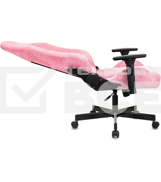 Кресло игровое Knight N1 Fabric розовый Velvet 36 с подголов. крестовина металл