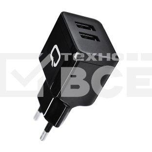 Сетевое зарядное устройство Qumo Energy (Charger 0062), 2 USB, 3.1A, Micro USB cable, черный