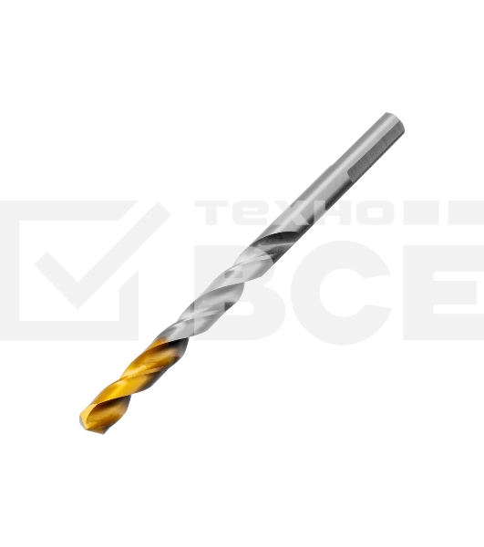 Сверло спиральное по металлу Denzel 7,0 x 109мм, Р6М5, Golden Tip