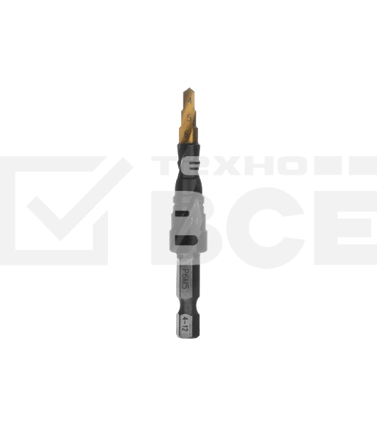 Сверло ступенчатое Denzel 4-5-6-7-8-9-10-11-12 мм, Р6М5, 6-гр. хвостовик 723602