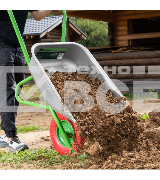 Тачка садово-строительная Сибртех с PU колесом, грузоподъемность 180 кг, объем 90 л