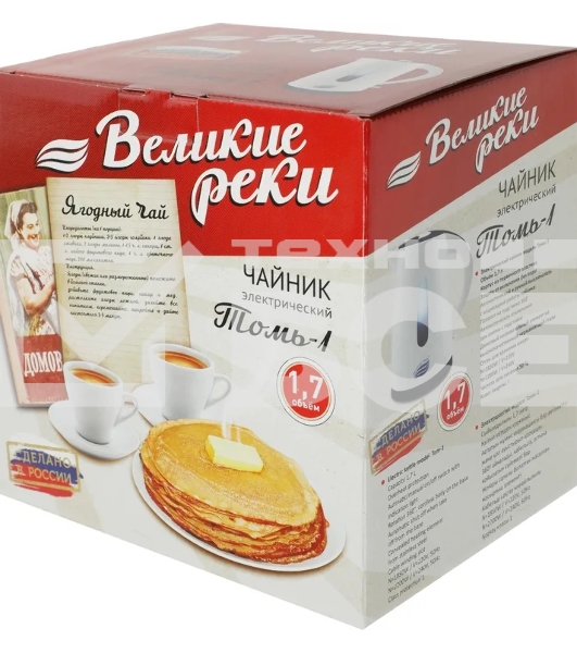 Чайник электрический Великие Реки Томь-1 белый/зеленый