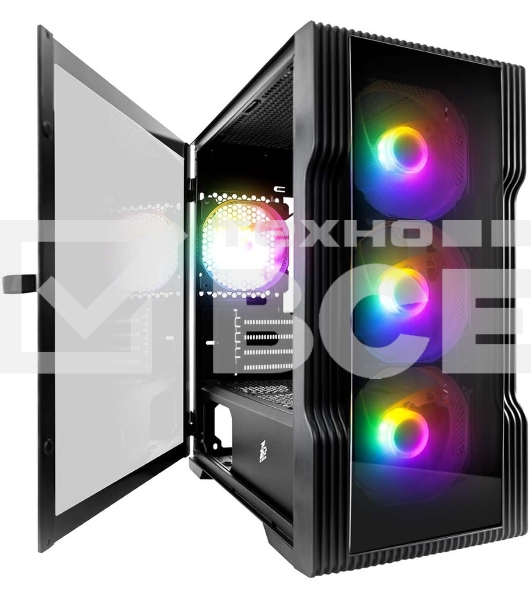 Компьютерный корпус 1STPLAYER TRILOBITE T3-G Black / mATX, TG / 4x 120mm LED fans inc. / T3-G-BK-4F1