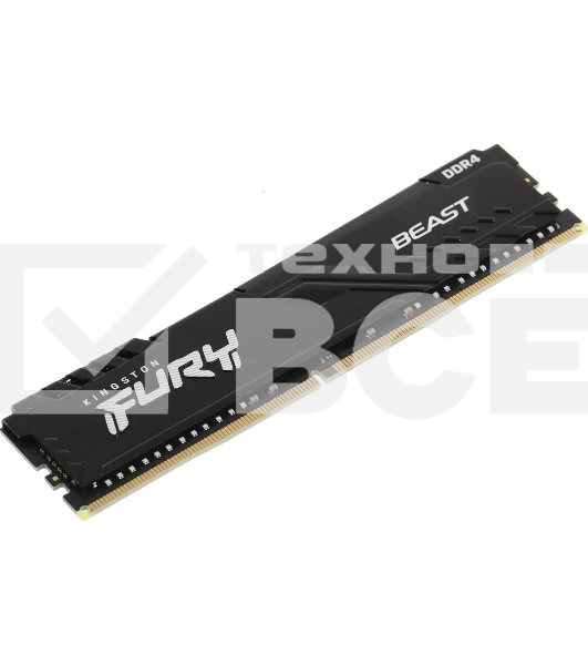 Оперативная память Kingston Fury Beast, DDR4, 16GB (1x16GB), 3200MHz, CL16, DIMM, с радиатором, черный