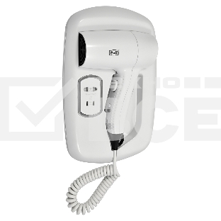 Фен для волос настенный Puff 1203B, белый, 1,2 кВт