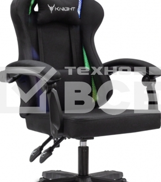 Кресло игровое Knight Wolf RGb черный, крестов. пластик