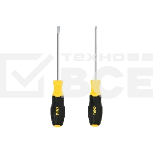Набор отверток Deli DL630002N 2шт SL6x125 + PH2x125 сталь Cr-V, двухкомпонентная прорезиненная рукоять