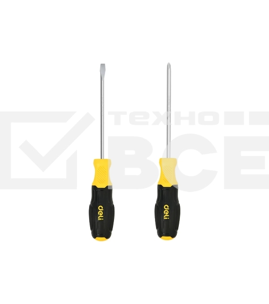 Набор отверток Deli DL630002N 2шт SL6x125 + PH2x125 сталь Cr-V, двухкомпонентная прорезиненная рукоять